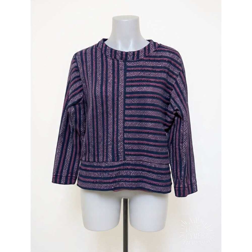 Anthropologie Akemi + Kim Celeste Metallic Burgundy Sweater Top Sz S